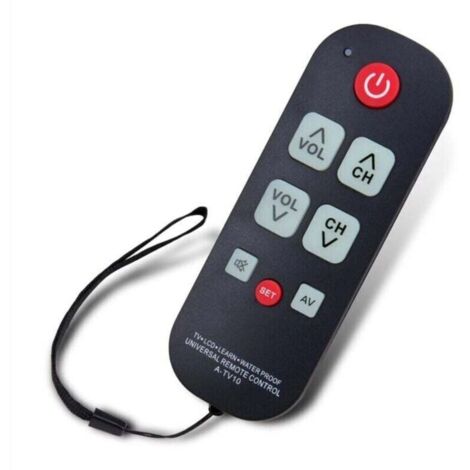 A-TV10 Télécommande TV pour Seniors Contrôleur Universel Simple Etanche avec Lumière LED les Modèles de Téléviseurs
