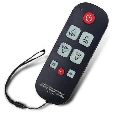 A-TV10 TV remote control, suitable for seniors. Universal controller. Simple waterproof remote control with LED light, compatible with all models.