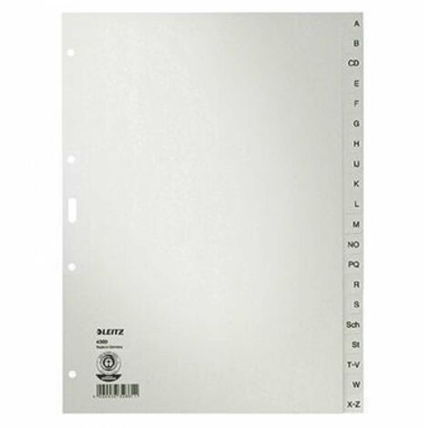 A-Z Register DIN A4 Tauenpapier recycelt grau 20 Registerblätter