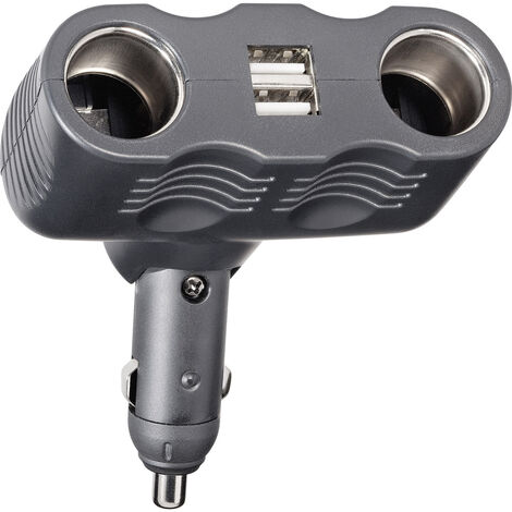 A13-123  2fach Zigarettenanzünder-Verteiler  Anzahl Zigarettenkupplungen 2 x Schnittstellen: USB 2 x