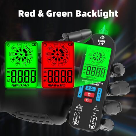 A1X Multimetro digitale ricaricabile Mini rilevatore di tensione senza contatto con schermo ID Tester di tensione automatico Continuità e resistenza Capacità Diodo Voltmetro con custodia