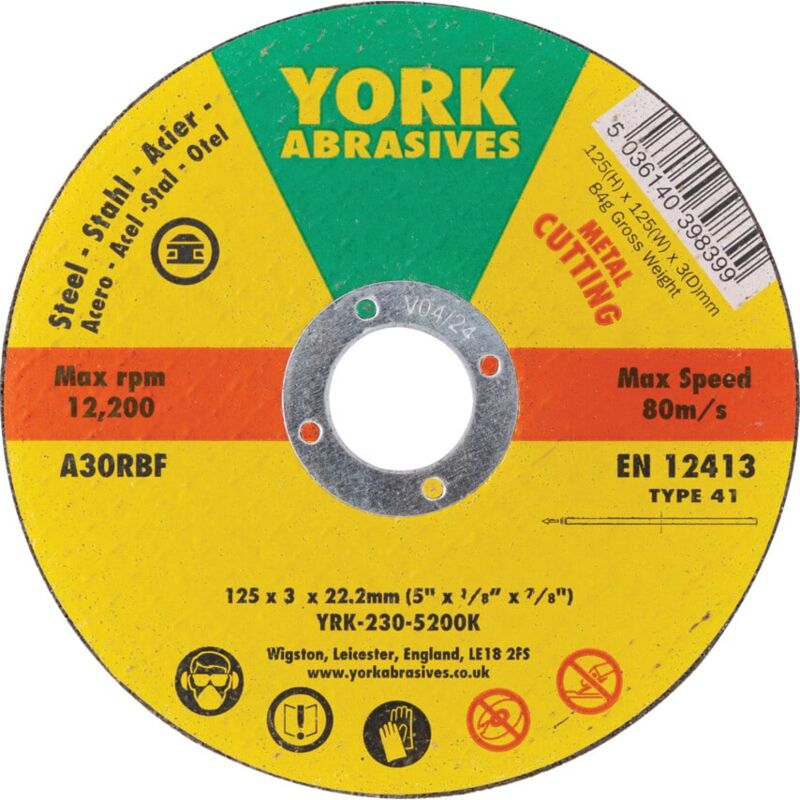 125X3X22MM A30-R bf Type 41 Reinforced Cutting Disc- you get 5 - York