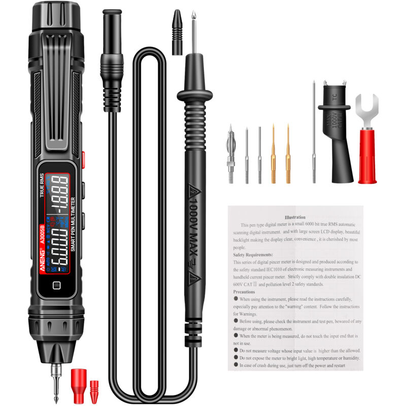 Lifcausal - A3005A/B Multimètre numérique intelligent professionnel Capteur Stylo Testeur de séquence de phase Voltmètre ca Voltmètre sans contact