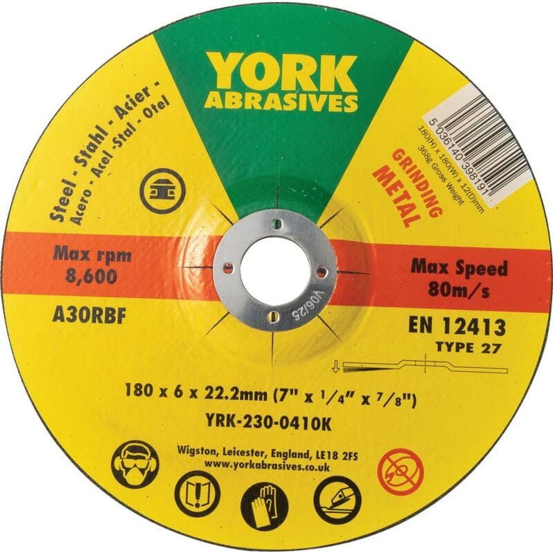 York - 180X6X22.23MM A30RBF dpc Grinding Disc, Type 27