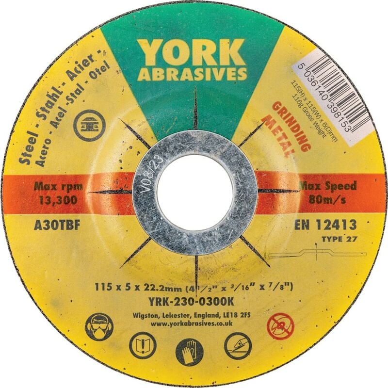 York - 115X5X22.23MM A30RBF DPC Grinding Disc, Type 27