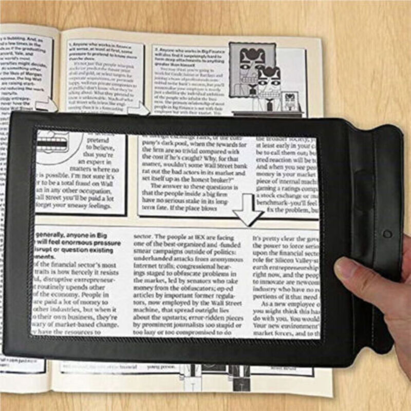 A4 3X Full Page Reading Magnifier helps portable rectangular plastic reading for seniors, low vision, reading books and pages--TRIMEC