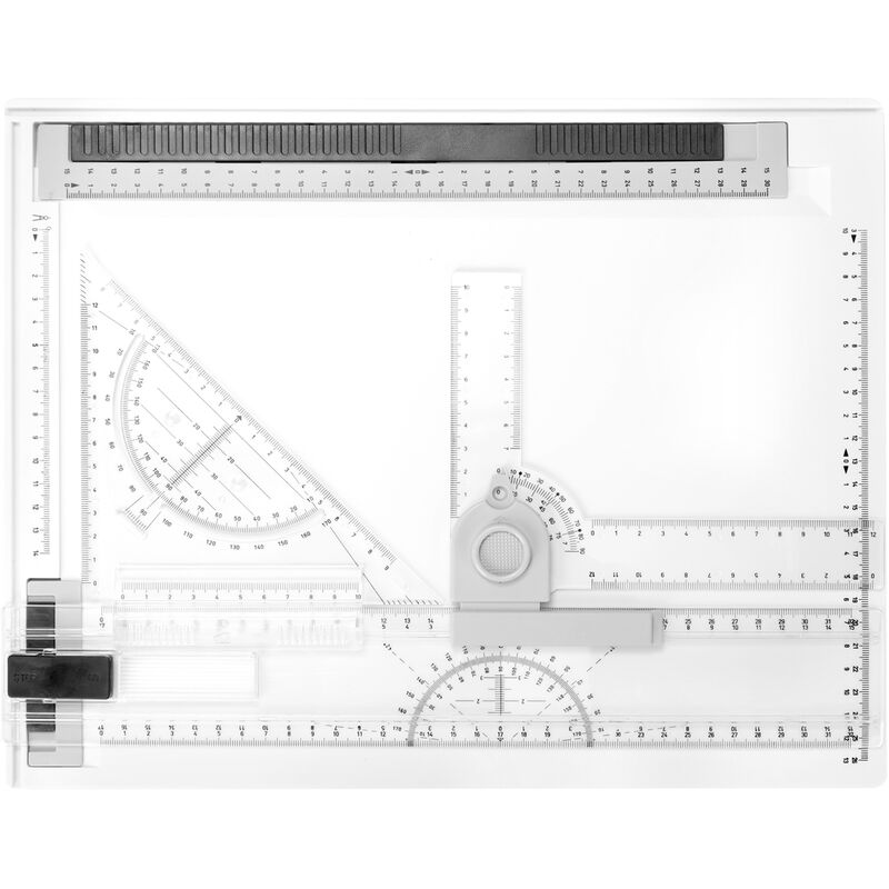 Asupermall - A4 Bild Zeichenbrett Kartografische Plattform mit glatten Fuhrungsschienen Prazise Markierungen Funktionsdesign Hilfswerkzeug,Mehrfarbig