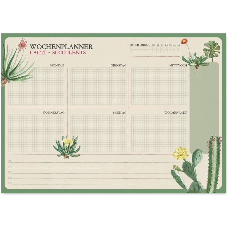 Buck - a4 botanical cacti aleman kokonote weekly planner pad