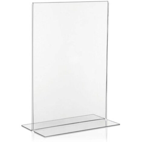A4-Dokumentenhalter aus Acryl – doppelseitiges T-Bar-Thekendisplay, Beladung von unten, extra breite Basis. Ideal für Speisekarten, Bilderrahmen, Büros, Schulen, Klassenzimmer (A4 – 5er-Pack)