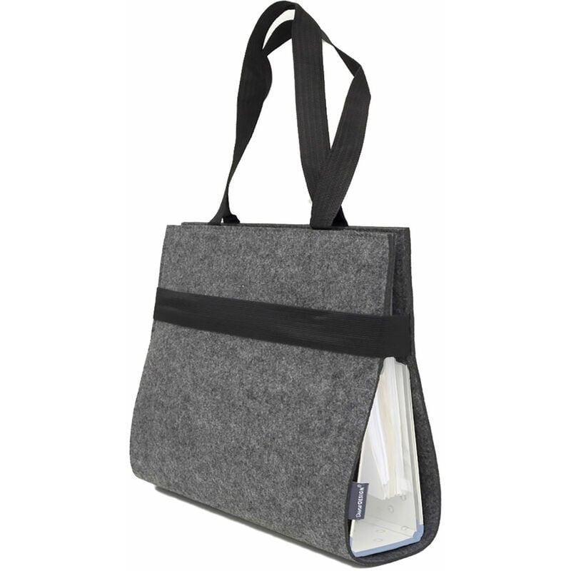 Dunedesign - A4 Felt Lever Arch Folder Bag 31x34x9cm File Holder Organizer Student Case Grey - grau