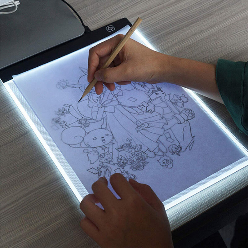 A4 LED Tablette Lumineuse 4 MM Ultramince Tablette Dessin Lumineuse Pad USB Art Dessin pour l’Esquisse et Copie (A4)