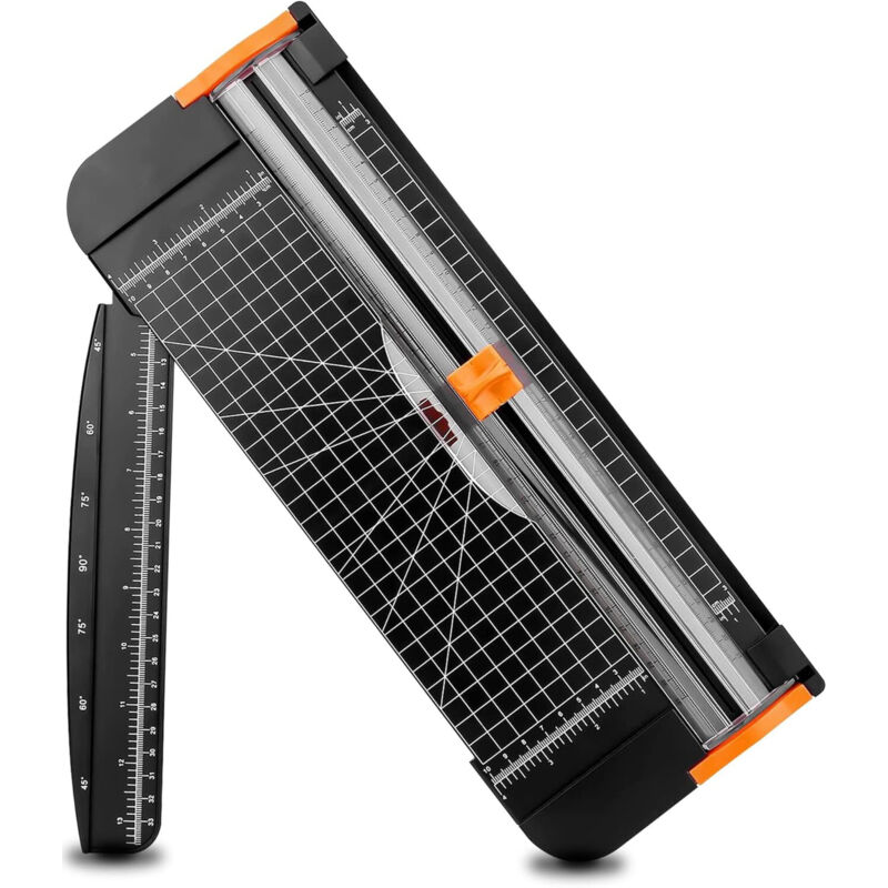 A4 Paper Cutter 12 Inch Titanium Paper Trimmer Scrapbooking Tool with Automatic Security Safeguard and Side Ruler for Craft Paper, Coupon, Label and