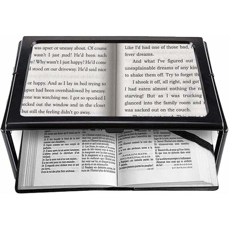 A4 Pleine Page Loupe de Lecture Loupe Sur Pied Rectangulaire Mains Libres avec 4 led Lampe Lentille de Grossissement 3X pour Lire pour les Personnes