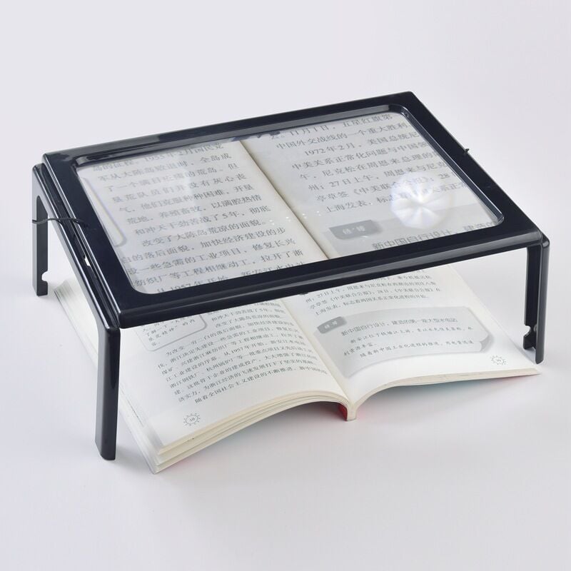 A4 Pleine Page Loupe de Lecture Loupe Sur Pied Rectangulaire Mains Libres avec 4 led Lampe Lentille de Grossissement 3X pour Lire pour les Personnes