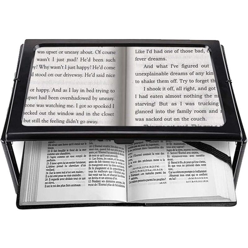 A4 Pleine Page Loupe de Lecture Loupe Sur Pied Rectangulaire Mains Libres avec 4 led Lampe Lentille de Grossissement 3X pour Lire pour les Personnes