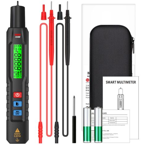A40 Testeur de Tension Électrique avec Thermomètre Infrarouge Stylo Détecteur de Tension Sans Contact Mutimètre Automatique avec VFC et Étui