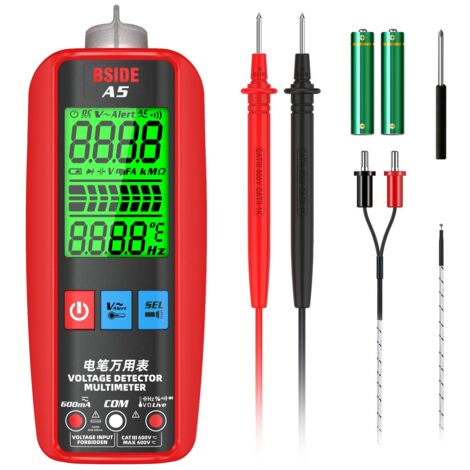 A5 Multimètre Numérique Intelligent Testeur de Courant Automatique Grand Écran Voltmètre Multifonction avec NCV VFD Teseur de Tension Résistance Capacité Fréquence Continuité Diode Température