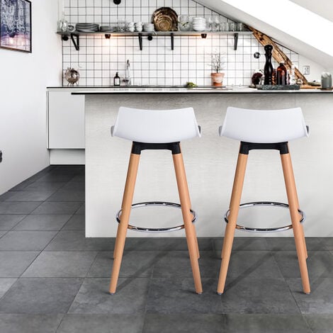 A5P1 Lot de 2 Tabouret de Bar Blanc