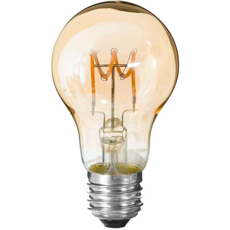 Image of Atmosphera - Lampadina led standard ambra attorcigliata, d6cm e27 - lampadina led ambra ritorta 2 w a60, vetro, ferro, dimensioni d. 6 x h. 10,8 cm