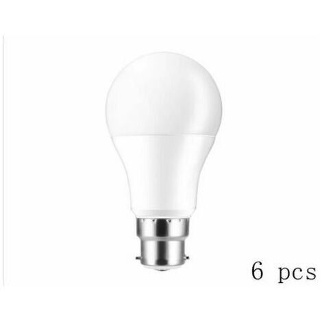 A60 Ampoule LED B22, Super Lumineuse 7W équivalent à Une Ampoule à Incandescence De 60W, Ampoule à Baïonnette Blanc Chaud 3000K, Non Dimmable, Lot De 6