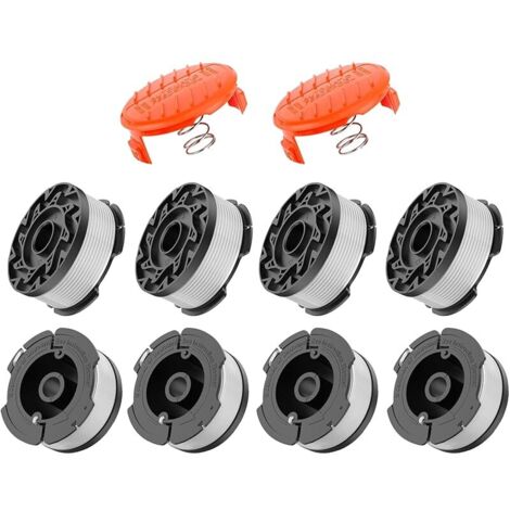 A6481 Bobine Fil Coupe Bordure Compatible avec Black et Decker, Ø1,65mm avec 9,15m Fil Coupe Bordure (8 Fil Coupe Bordure, 2 Couvercle, 2 Ressort)