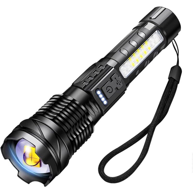 A76 Lampe Torche LED Ultra Puissante 20000 Lmens Lampe de Poche USB Rechargeable 7 Modes Lampe Torche Tactique avec Clip pour Camping Randonnée