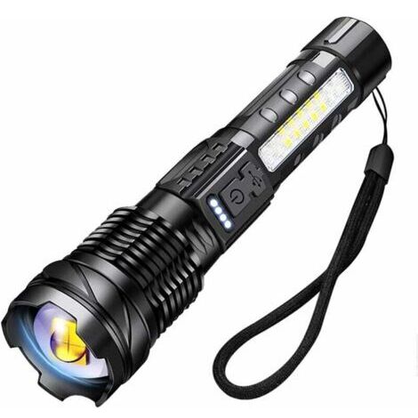 A76 Lampe Torche LED Ultra Puissante 20000 Lmens Lampe de Poche USB Rechargeable 7 Modes Lampe Torche Tactique avec Clip pour Camping Randonnée Urgence [Classe énergétique A]