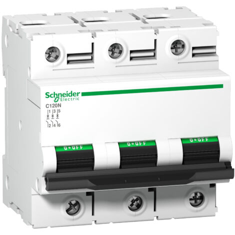 A9n18369 Schneider C120n Disjoncteur Triphasé Schneider 125 A - 3p - Courbe C - 10ka - à Vis
