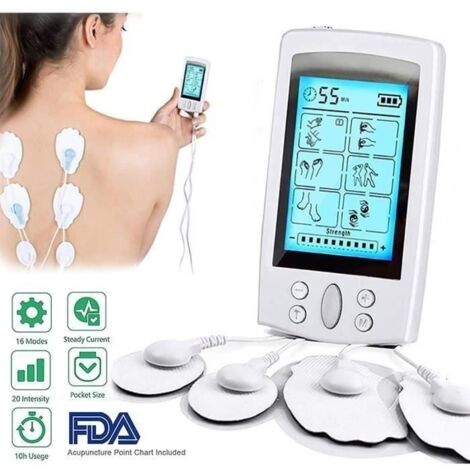 AA Électrostimulateur Anti-Douleur et électrostimulation Musculaire EMS - 16 programmes de Massage + 8 électrodes