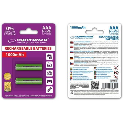 AAA Esperanza 1000mAh Akkus, 2 Stück, grün