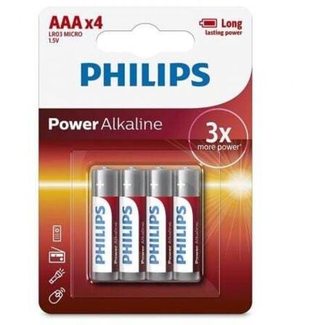 Aaa/lr03 Alkaline 1,5v Philips Power Batterie (Blister 4 Stk.) Lr03aaax4-philips
