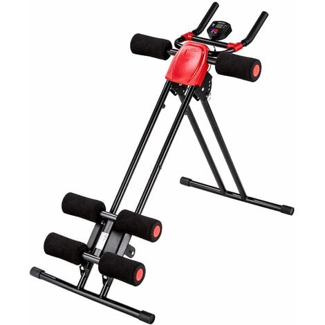 Ab machine - ab toner, ab bench, tummy exercise machine - black/red