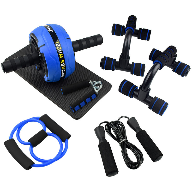 

AB Rueda Roller Kit rueda abdominal Conjunto con Push-Up Bar comba de la mano del apreton de Primavera ejercitador y la rodilla Pad Gimnasio en casa