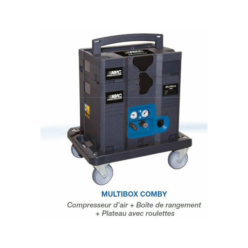 

ABAC - Compresor sin aceite en placa movible MULTIFUNCIÓN en caja 6l 160L/min 9.6m3/h 8 bar - MULTIBOX Compy
