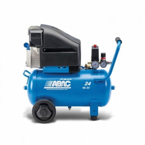 Abac – Compresseur à piston 24 litres – Puissance 2,5 CV – Pression maximale 10 bars – Débit d'air 270 l/min – Moteur coaxial performant