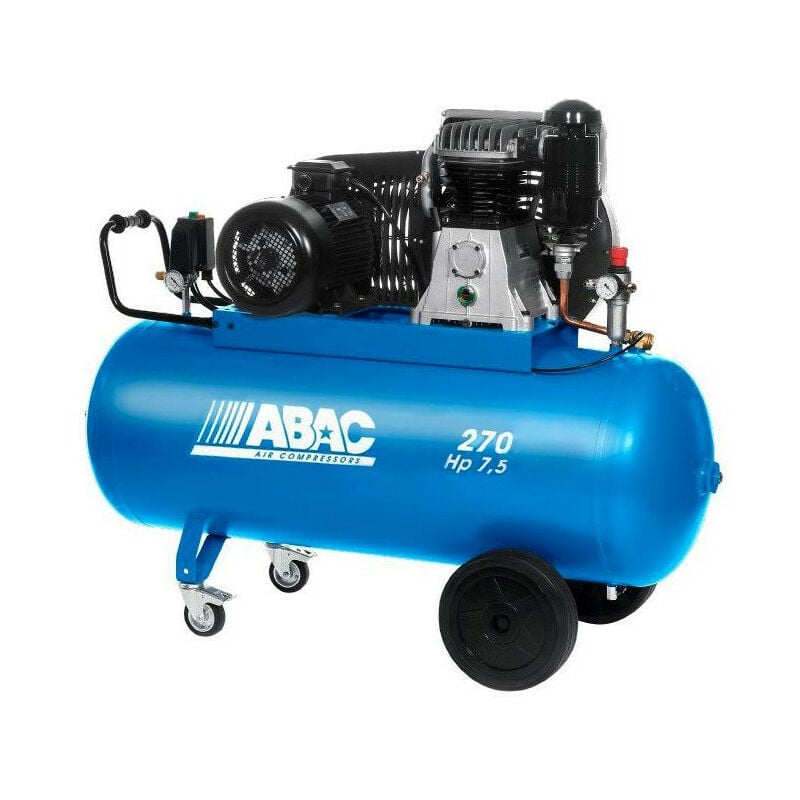Compresseur à pistons bi-étagés 400 v Tri 270 l 54 m3/h 7.5 cv avec roues - B6000/270 ct 7.5 - Abac