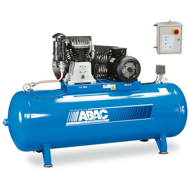 Compresseur à pistons bi-étagés 400 v Tri 500 l 54 m3/h 7.5 cv + étoile-triangle - B6000F/500 ft 7.5 et - Abac