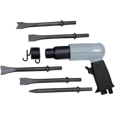 ABAC Martello Scalpellatore Pneumatico G-475 - Valigetta in plastica con accessori (5 scalpelli 175 mm + molla di arresto + mini oliatore + bottiglia d'olio vuota) - 4500 numero di impatti