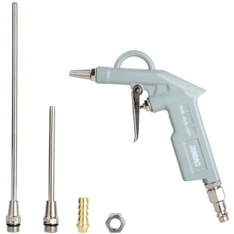 ABAC Pistola di Soffiaggio ad Aria Compressa G-502 PLUS, con Ugelli Multipli (25, 100 e 200 mm) per varie applicazioni, raccordo universale e raccordo a resca, Pressione Max 8 Bar, Alluminio