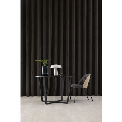 AbaMiHome Tavolo, Tavolo da pranzo, Tavolo rotondo cemento, Dimensione Ø110x75 cm piano color cemento gambe nere.