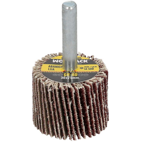 abanico lija grano 80 medida ø 30 x 25 mm. disco abrasivo laminas, ruedas mil hojas, ruedas abrasivas,lijado,desbaste,pulir