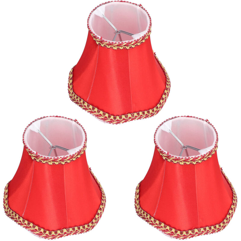 Abat-Jour, 3 PièCes Rouge Moderne Et Simple Abat-Jour En Tissu Exquis Facile à Installer Clip Sur Abat-Jour DéCoratif Abat-Jour Pour Les Ampoules E14