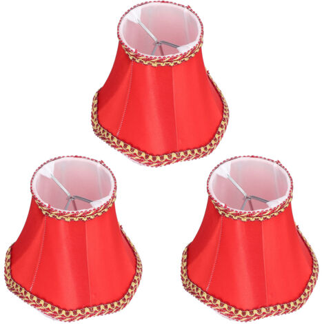 Abat-Jour, 3 PièCes Rouge Moderne Et Simple Abat-Jour En Tissu Exquis Facile à Installer Clip Sur Abat-Jour DéCoratif Abat-Jour Pour Les Ampoules E14 Bougie Lustre Lampe De Chevet Lampadaires