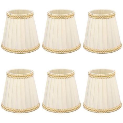Abat-jour, 6 Pièces Petit Abat-jour Clip sur Tambour Abat-jour Tissu pour Lustre Bougie Ampoules Accessoires D'éclairage E14, Pinces