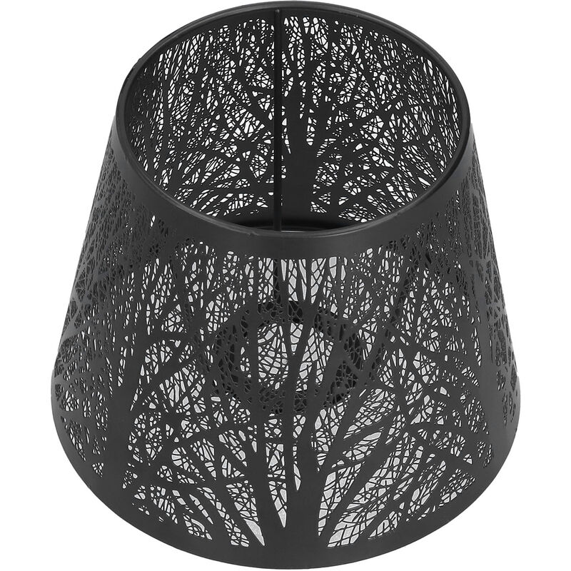 Abat-jour en fer forgé sculpté en forme d'arbre forestier E27 Mini abat-jour pour lampe de table chambre chevet DecorBlack - Eosnow