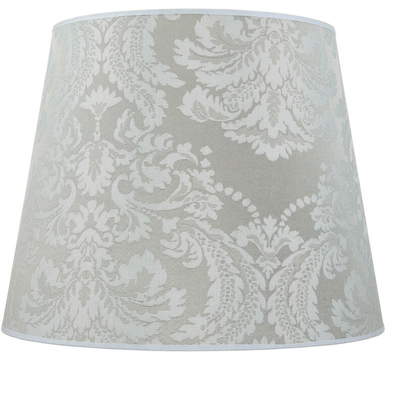 Abat-jour Willow en tissu argenté avec motifs baroques au style classique pour lampadaire avec culot E27 - Argent