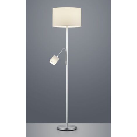 Abat-jour blanc de tissu de lampadaire de nickel d'hôtel avec la tache de lecture d'éclairage de trio