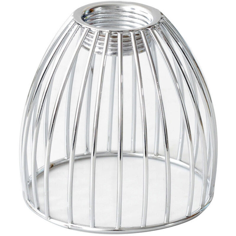 Abat-Jour Cage Métallique Pour Suspension 8X8X8 Cm Abat-Jour En Fer Forgé Pour Lampe Intérieure Accessoire Luminaire Décoratif Style Industriel argent