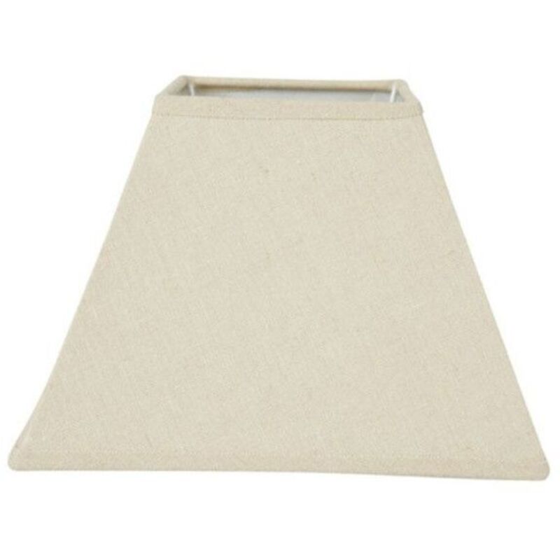 Abat-jour - Carré - Beige lin - Pour lampe - Base 20cm - Culot E27 avec réducteur