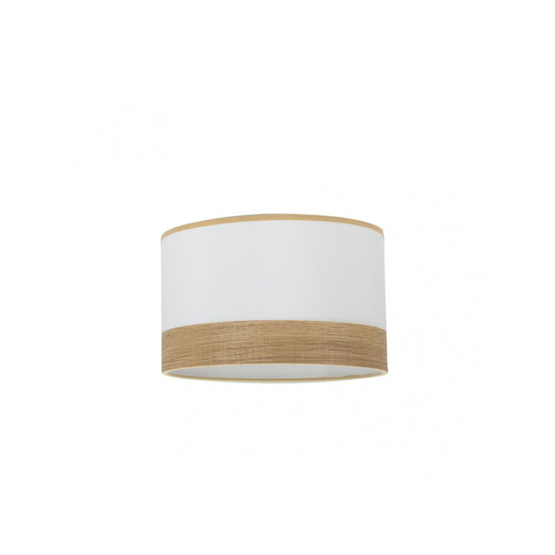 Fabrilamp – Abat-jour cylindrique E27 blanc et bois clair 40x40x20cm – Design moderne pour salons et chambres – Textile décoratif - 40dx40dx20h Fabrilamp – Abat-jour cylindrique E27 blanc et bois clair 40x40x20cm – Design moderne pour salons et chambres – Textile décoratif - 40dx40dx20h